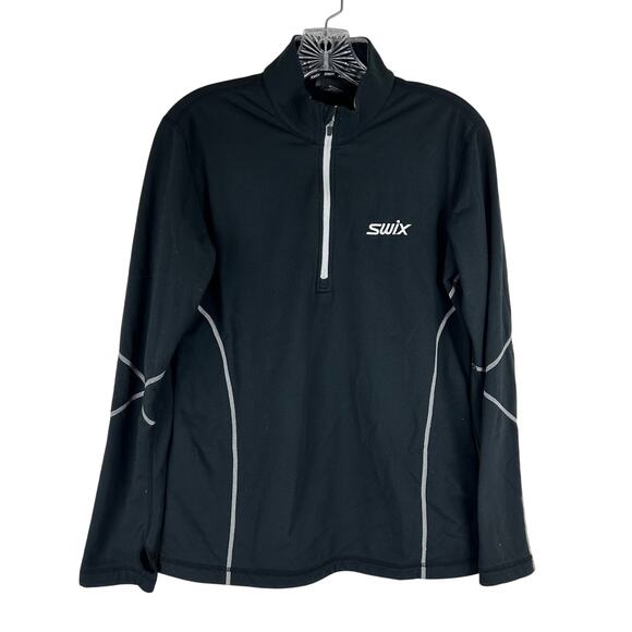 Swix Women's 1/4 Zip Shirt Size Large Black Base Layer Outdoor Ski - Picture 1 of 7